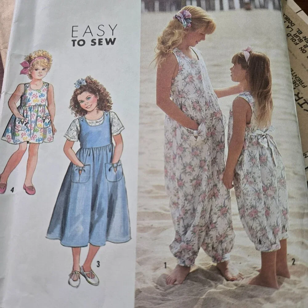 Simplicity 7195 sewing pattern Child's Jumpsuit Sundress Size 2-6x UNCUT
